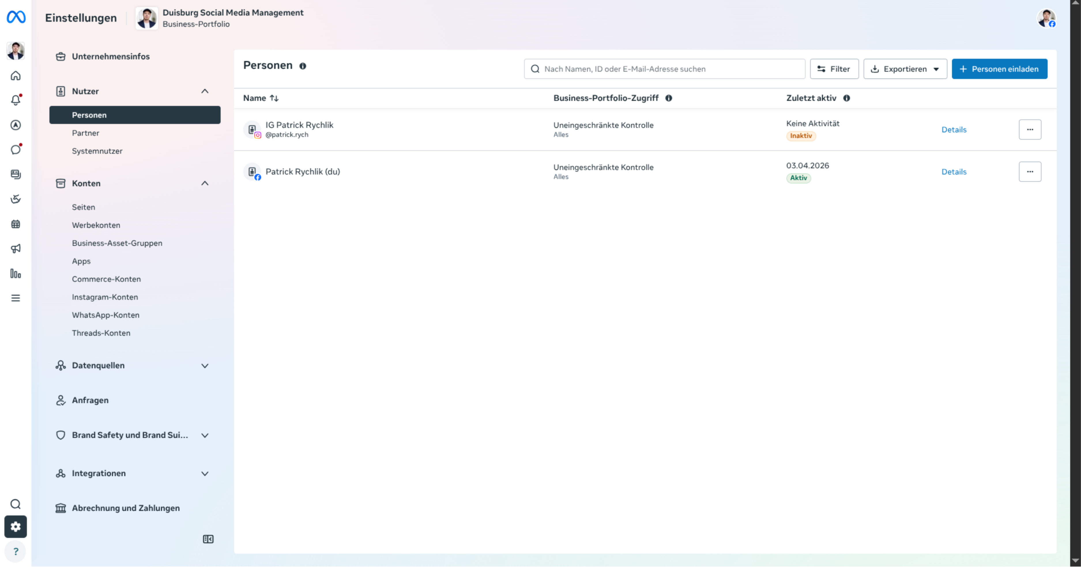 Schritt 2: Personen einladen klicken