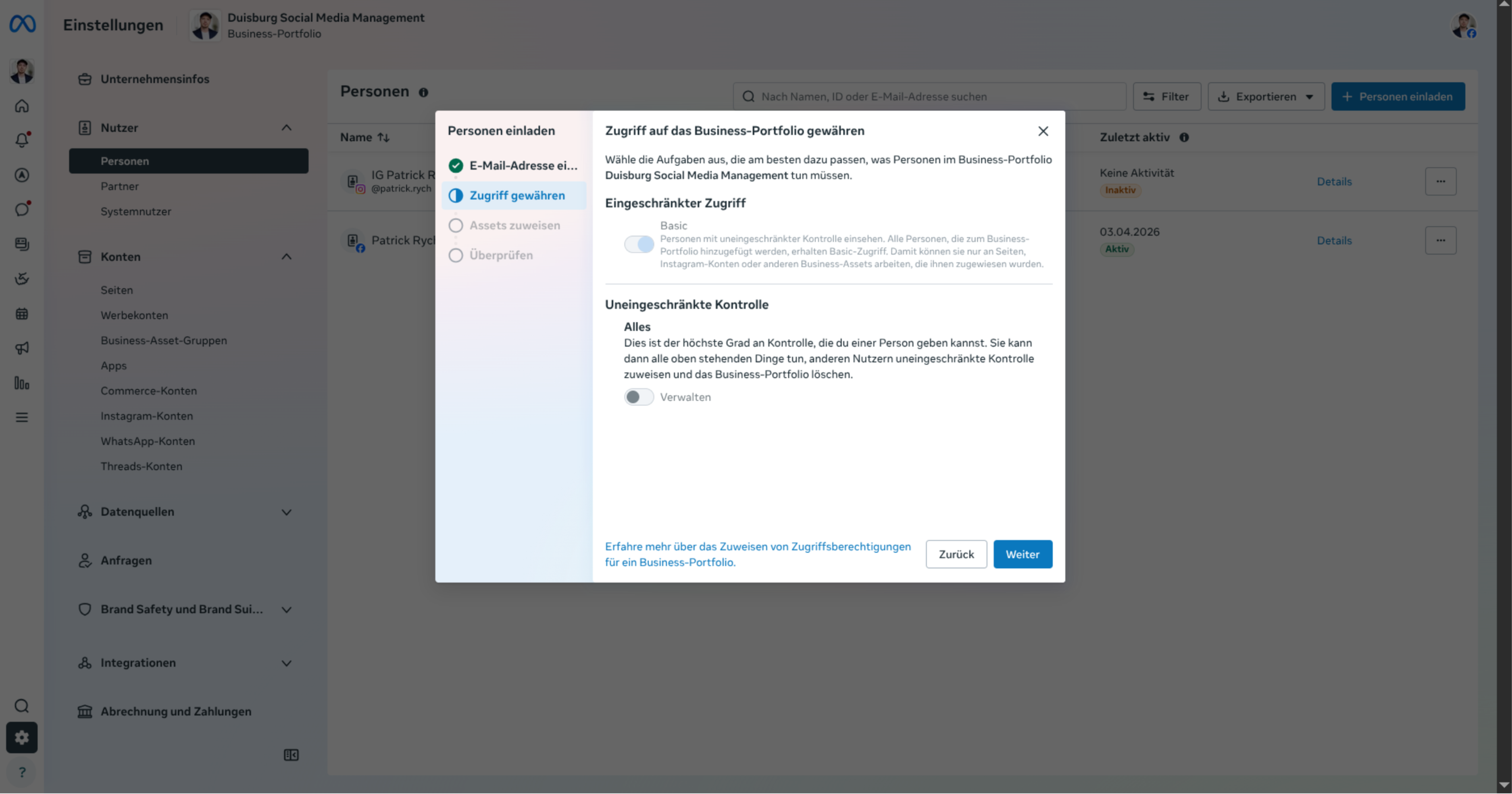 Schritt 4: Zugriff gew&auml;hren
